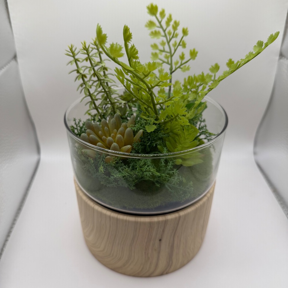2pk Threshold Round Wood Faux Plant 6" Diameter Natural Wood base - Picture 1 of 4